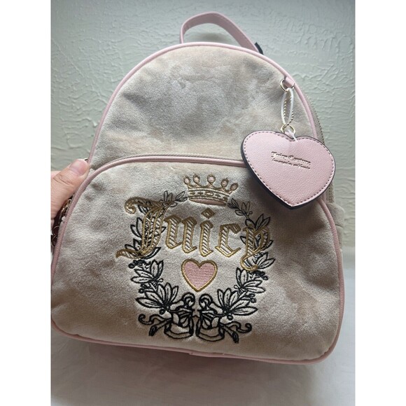 JUICY COUTURE Pink POWDER Blush HERITAGE Embroidered VELOUR Bag BACKPACK - NWT main image 8